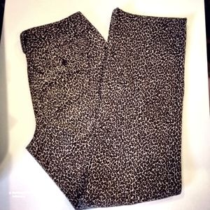Talbots Leopard Print Corduroy Stretch Pants Women Size 8 Vintage Animal Chino